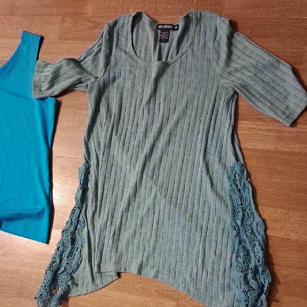 Teal Tank & Ribbed Light Sweater - Picture 3 of 4